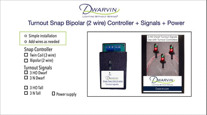 1 Gauge Turnout Signals Kit - Snap Bipolar 2 Wire - Dwarf Signals