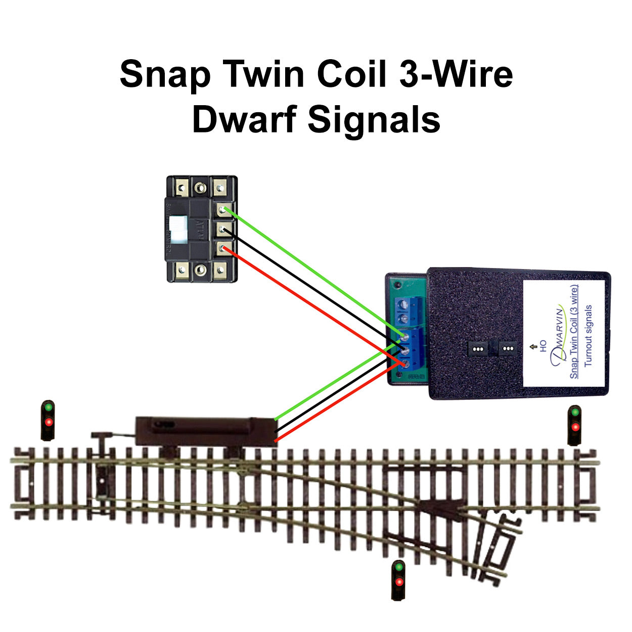 HO Turnout Signals Kit - Snap Twin Coil 3 Wire - Dwarf Signals